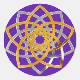Venusblume Duo Gold Silver   violet Classic Round Sticker