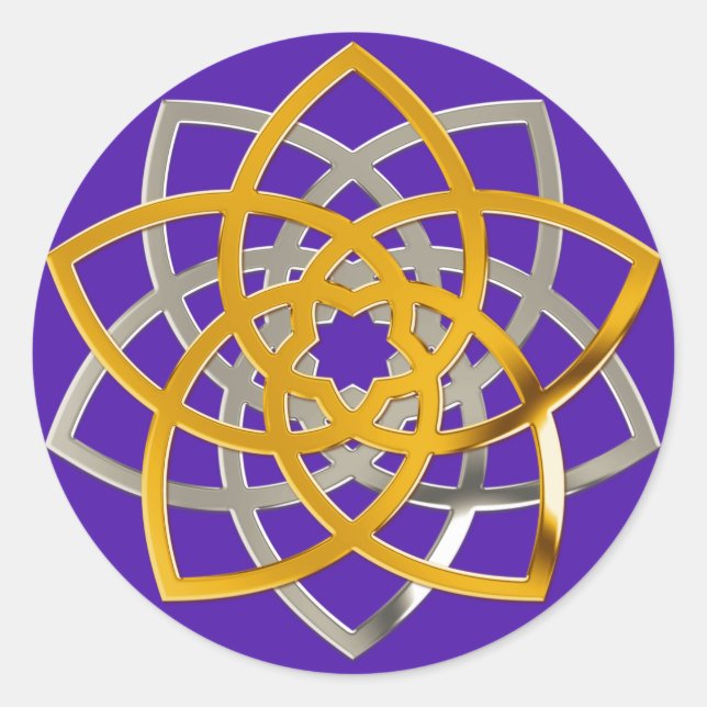 Venusblume Duo Gold Silver | violet Classic Round Sticker (Front)