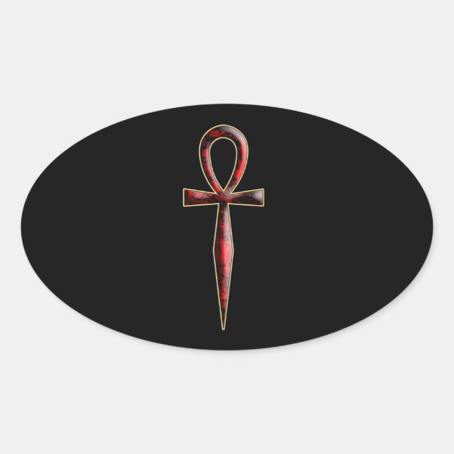 ver 01 – Ankh – black background Oval Sticker (Front)
