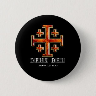Ver 3 – Jerusalem Cross – Opus Dei - Black Bac 2 Inch Round Button
