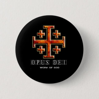 Ver 3 – Jerusalem Cross – Opus Dei - Black Back 2 Inch Round Button