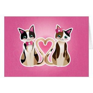 Ver-carte de coeur-calicot de Kitty