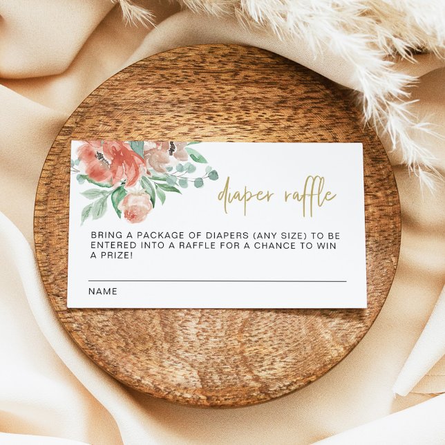 VERA Green Terracotta Floral Diaper Carte Raffle (Créateur téléchargé)