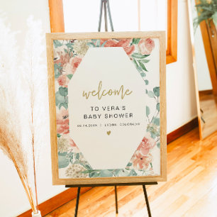 VERA Greenery & Terracotta Floral Baby Welcome Poster