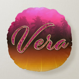 Vera Vorname Name golden pink Kissen Round Pillow