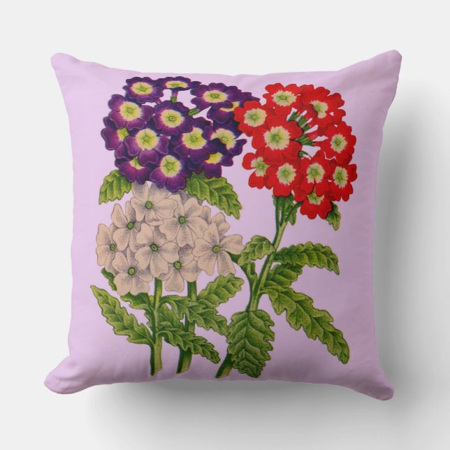 verbena flowers print throw pillow (Front)