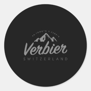 Verbier Mountain Vacation Skiing Switzerland Classic Round Sticker