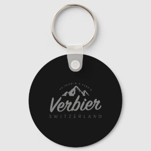Verbier Mountain Vacation Skiing Switzerland Keychain