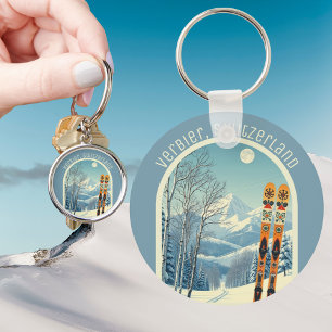Verbier Switzerland Schweiz 4 Vallées ski Keychain