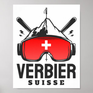 Verbier Switzerland Ski Resort Retro Skiing Poster