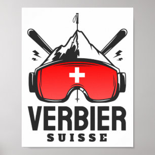 Verbier Switzerland Ski Resort Retro Skiing Poster