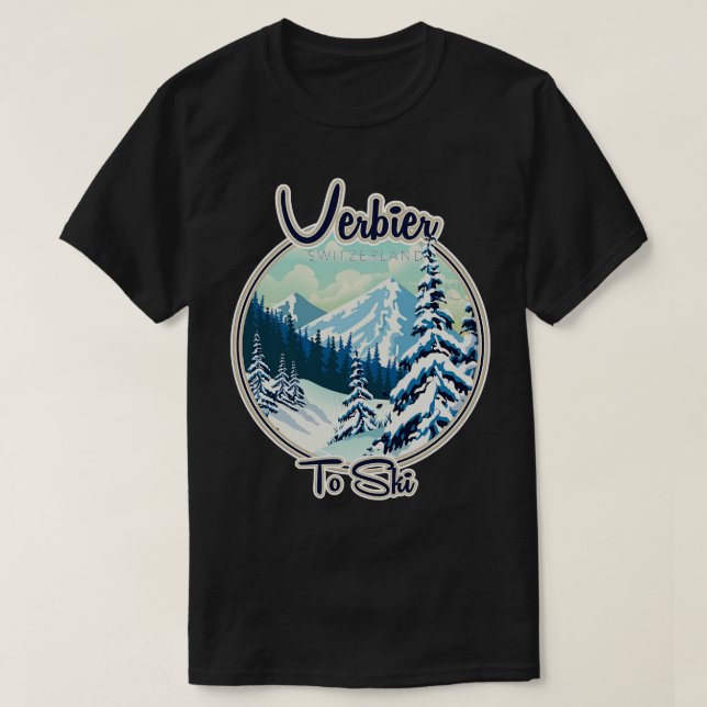 Verbier Switzerland Ski travel T-Shirt (Design Front)