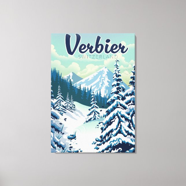 Verbier Switzerland Travel poster Canvas Print (Front)