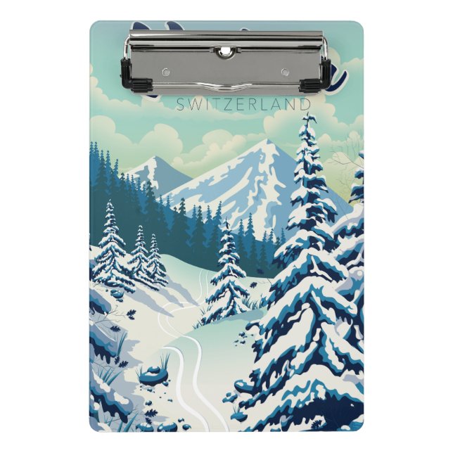 Verbier Switzerland Travel poster Mini Clipboard (Front)