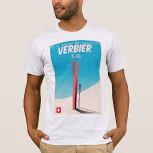 Verbier, Switzerland vintage ski travel poster. T-Shirt