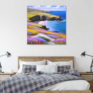 Verdant Cliffs and Azure Waves Canvas Print