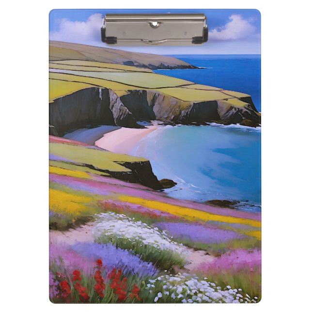 Verdant Cliffs and Azure Waves Clipboard (Front)