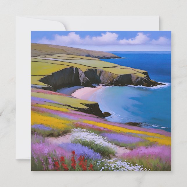 Verdant Cliffs and Azure Waves Holiday Card (Front)