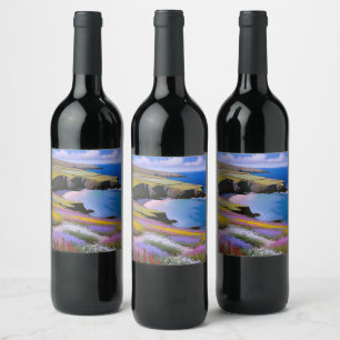 Verdant Cliffs and Azure Waves Wine Label