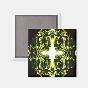 Verdant Green Abstract Acrylic Paint Pour Art Magnet