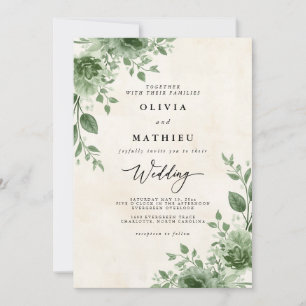 Verdant Green Floral Wedding Invitation