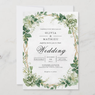 Verdant Greenery Floral Arch Wedding Invitation