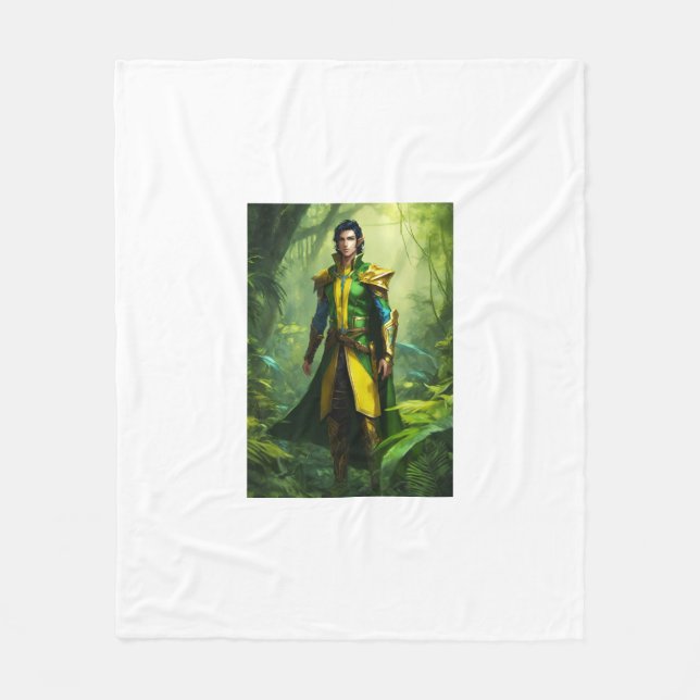 "Verdant Guardian: The Nature's Sentinel" Fleece Blanket (Front)