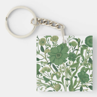 Verdant Harmony: Elegant Green Floral Arrangement Keychain