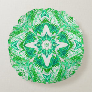 Verdant Harmony Geometry pattern Round Pillow