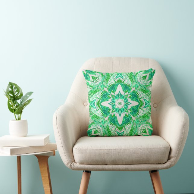 Verdant Harmony Geometry pattern Throw Pillow (Chair)