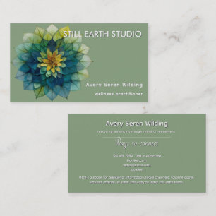 Verdant Harmony   Leaf Mandala Business Card