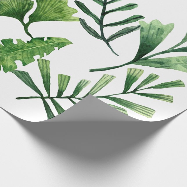 Verdant Impressions Watercolor Green Leaves Wrappi Wrapping Paper (Corner)