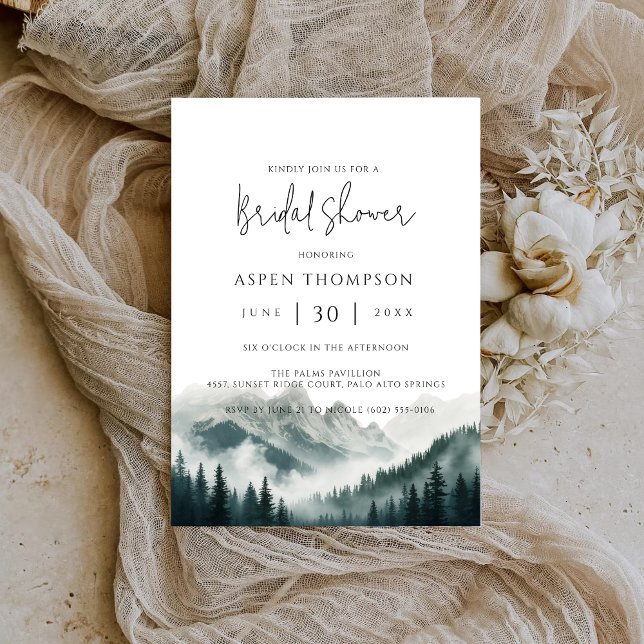 Verdant Peaks Misty Forest Water Bridal Shower  Save The Date (Creator Uploaded)