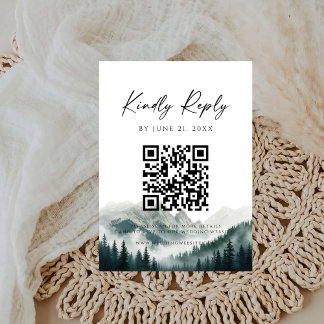 Verdant Peaks Misty Forest Watercolor RSVP Card