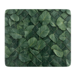 Verdant Rhythm: Tropical Leaf Grid Cutting Board