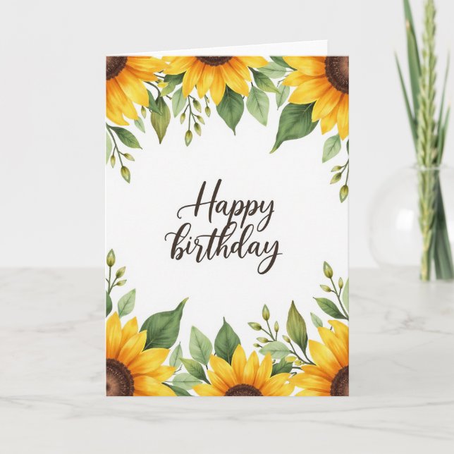 Verdant Script Birthday Card (Front)