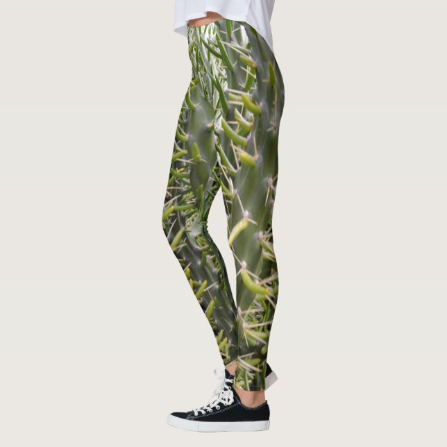 "Verdant Sentinels: The Prickly Majesty of Cactus  Leggings (Left)