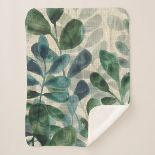 Verdant Sophistication - Tropical Leaves Sherpa Blanket