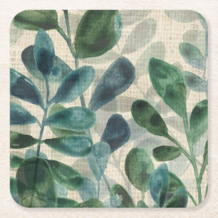 Verdant Sophistication - Tropical Leaves Square Paper Coaster
