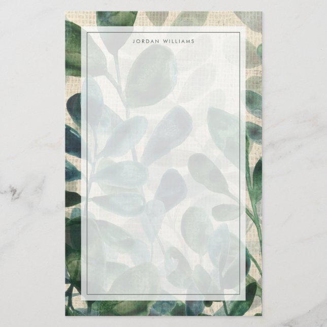 Verdant Sophistication - Tropical Leaves Stationery (Front)