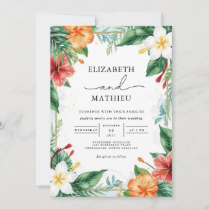 Verdant Tropical Flora Arch Wedding Invitation