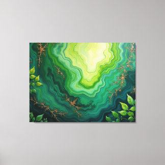 Verdant Veins – 40"x32" Jungle Flow Abstract Fluid Canvas Print