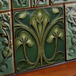 Verdant Vines: Art Nouveau Revival Tile<br><div class="desc">Embrace the elegant intertwining of nature and artistry with our "Verdant Vines" ceramic tile. Celebrating the revival of Art Nouveau, this exquisite tile features a lush medley of greens, from rich olive to the soft patina and chartreuse, all beautifully framed by the warm, antique bronze-like lines that curve and flow...</div>