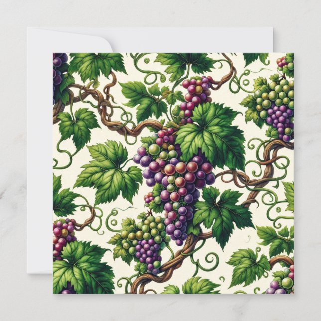 Verdant Vineyard Bliss: A Tapestry of Grapevines Invitation (Front)