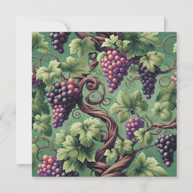 Verdant Vineyard Bliss: A Tapestry of Grapevines Invitation (Front)