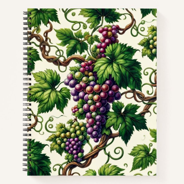 Verdant Vineyard Bliss: A Tapestry of Grapevines Notebook (Front)