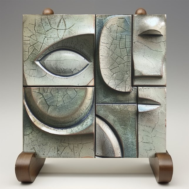 Verdant Vision - Abstract Cubist Ceramic Tile (Creator Uploaded)