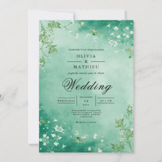Verdant Wash Floral Arch Wedding Invitation