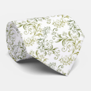 verde decorada con hojas y flores tie