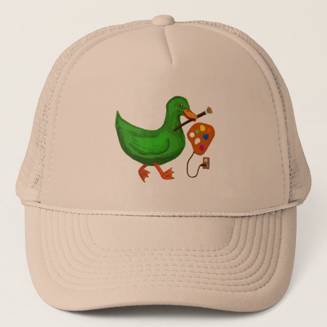 Verde Doodle Duck Trucker Hat (Front)